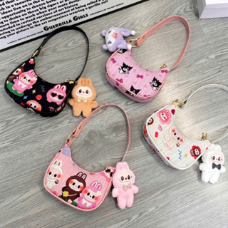 Túi mini cho bé gái đi chơi tết kẹp nách cầm tay Labubu size 14 cm tặng kèm gấu xinh xắn Hiếu Túi Store 608