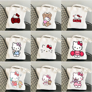 Túi tote túi vải canvas hello kit .ty chất liệu bền, dày dặn không kèm khóa 35x40cm