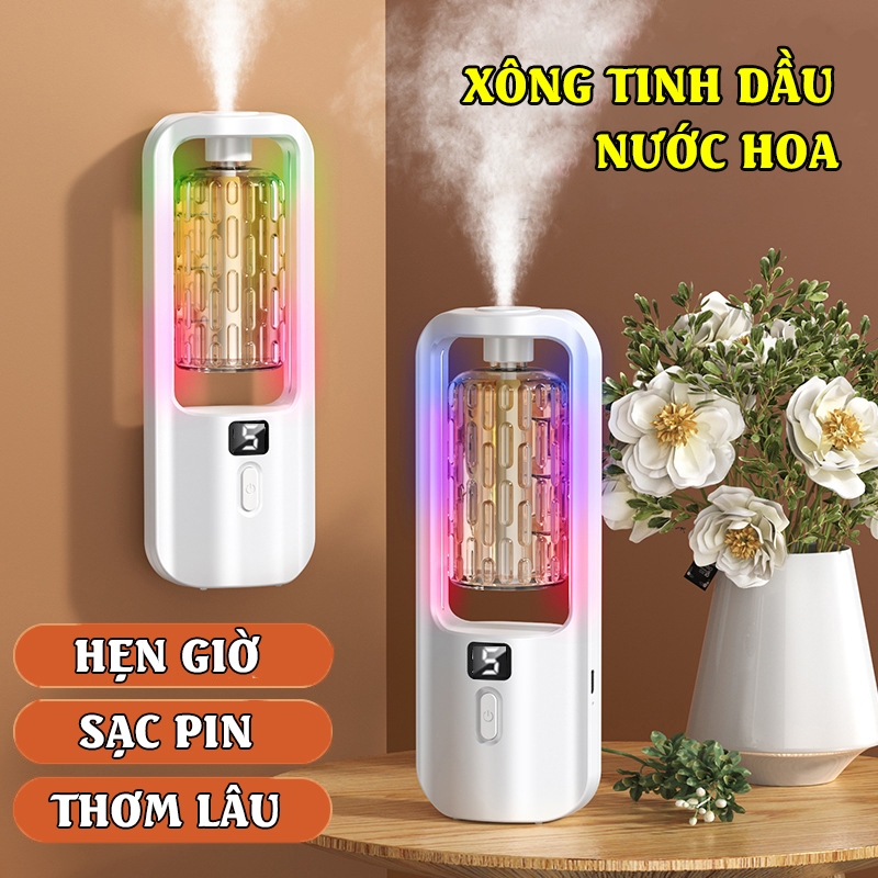 Máy Xông Tinh Dầu Tự Động P10 Pro, Khuếch Tán Tinh Dầu Xịt Thơm Phòng Dán Tường, để bàn có sạc pin [