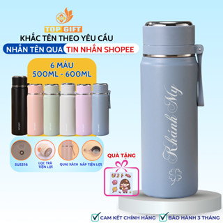 Bình giữ nhiệt TopGifts 500ml khắc tên theo yêu cầu BGN0561 lõi inox 316 không gỉ an toàn sức khỏe