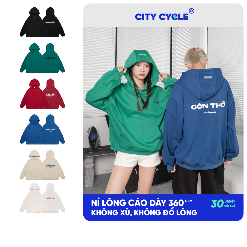 Áo hoodie nam nữ nỉ lông cáo mùa thu đông dày Local Brand Chính Hãng City Cycle áo Hoodie Own Your V
