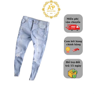  Quần Jean Nam Skinny Xanh Bò Cao Cấp - Rách Nhẹ Co Giãn 4 Chiều Dáng Ôm Tôn Dáng - Mã QJ06 