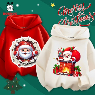 Áo hoodie bé trai BOBDOG, áo khoác Merry Christmas vải da cá in hình ÔNG GIÀ NOEL cute dễ thương