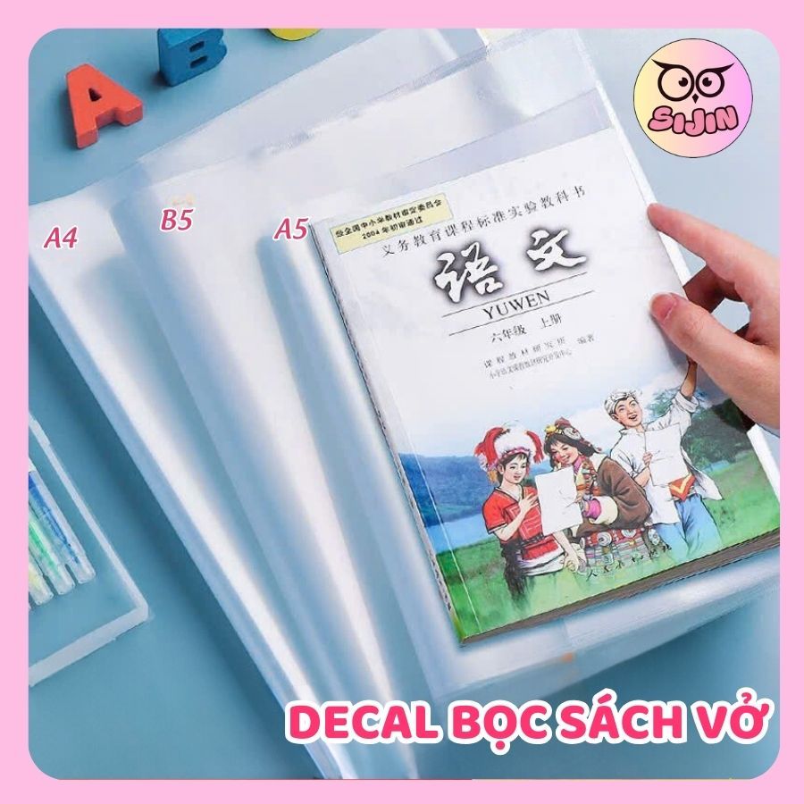 Set 10 Decal Bọc Sách Vở Trong Suốt- Bảo Vệ Sách Vở,  Nhiều Kích Thước Phù Hợp, Giữ Sách Luôn Mới, B