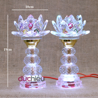    Hàng bao đẹp   2 đèn bàn thờ hoa sen pha lê trang trí bàn gia tiên  thờ phật  thờ cúng ông bà 060 - Đức Hiếu Shop 