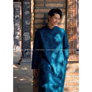 Áo dài cách tân nam, Áo dài nam truyền thông chất gấm vân chìm có bigsize