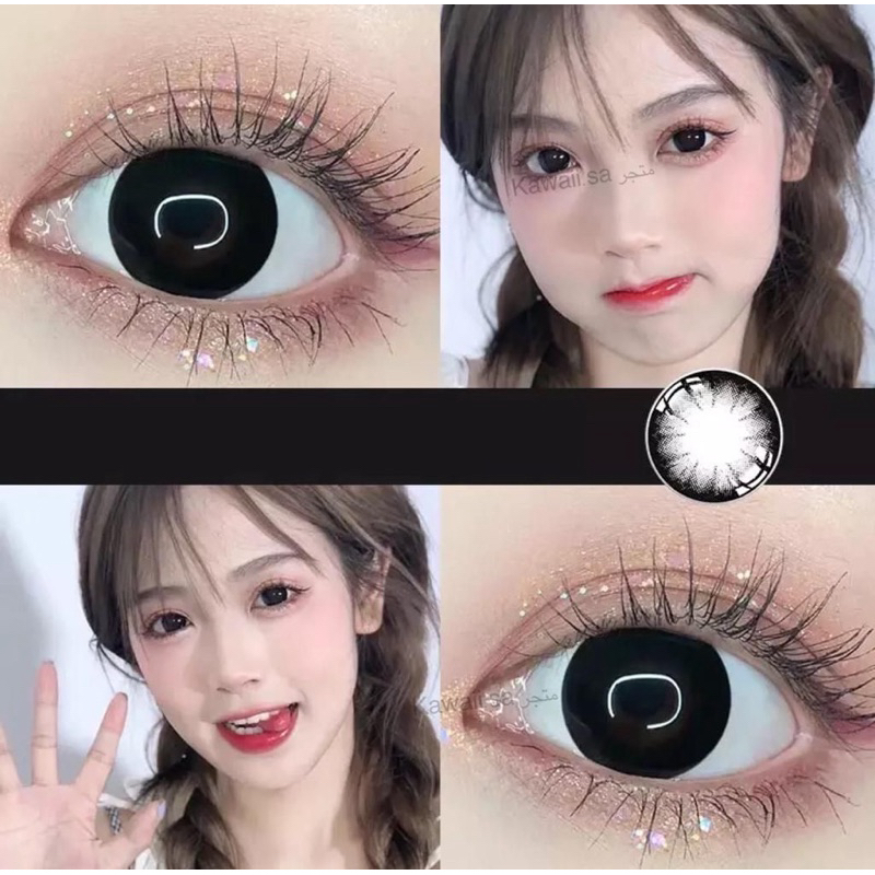 LENS KÍNH ÁP TRÒNG MÀU ĐEN O GIÃN , Mắt Dễ THƯƠNG GiÃN ( DIA 14.0)