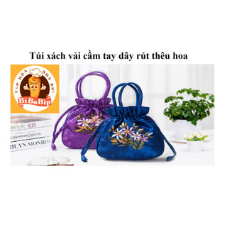 Bí Bo Bíp_(Hỏa Tốc)Túi Mặc Áo Dài Cầm Tay Thêu Hoa Thủ Công Có Dây Rút, Túi Nữ Sang Chảnh Chất Vải Lụa 2 Lớp (Bí Bo Bíp)