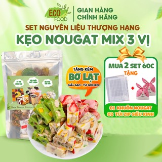  Set Làm Kẹo Nougat Thượng Hạng 60-70 Chiếc  Siêu Hạt  Nguyên liệu Kẹo Hạnh Phúc Mix 3 vị ít ngọt 