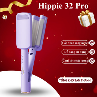 Máy uốn xoăn sóng hippie 32mm 3 Trục Pro Sóng Lơi Phủ Men Gốm Ion Âm, Máy Tạo Kiểu Tóc Xoăn Sóng Nước - Hippie 32 3 Truc