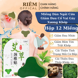 Miếng Dán Ngải Cứu Hộp 12 Miếng Giảm Đau Vai Gáy Hiệu Quả Nhất Thải Độc An Toàn Cho Sức RIEM