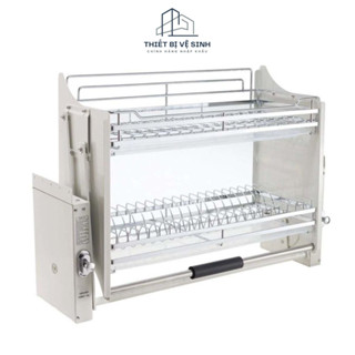 Giá Bát Nâng Hạ SUS Inox 304 Hato Hộp Số Chống Kẹt, Kệt Đựng Bát Đĩa Thông Chống Han Gỉ Bảo Hành 3 Năm