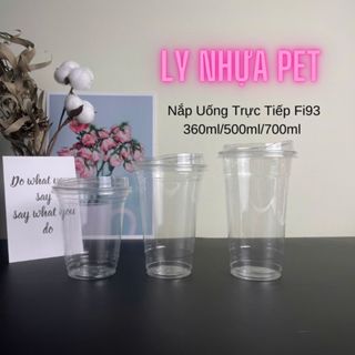 Combo 50 Ly Nhựa PET Đáy Bằng Nắp Uống Trực Tiếp 360ml/500ml/700ml Fi 93