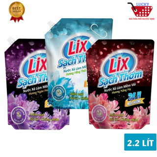 Nước xả làm mềm vải Lix đậm đặc lưu hương 2.2 lít/túi sạch thơm mềm vải hương ngàn hoa tiết kiệm thơm lâu sp chính hãng