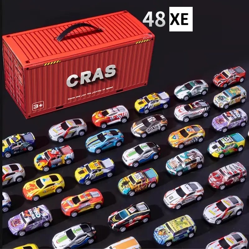 Hộp xe ô tô mô hình đồ chơi container 48 chiếc nhiều màu sắc.