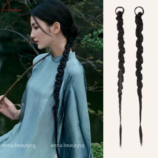 Thắt bính tóc giả dài 70cm mềm mượt có thun cột, tóc giả bện dài phối nhiều phong cách