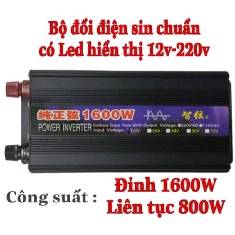 Bộ Đổi Điện Sin Chuẩn 1600W 12V sang 220V - ZX 12V - 1600W