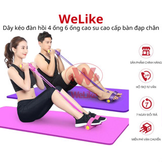 Dây kháng lực tập bụng 4 ống 6 ống Welike - Dây cao su kéo tập gym đa năng săn chắc bụng tay vai tại nhà cho nam nữ