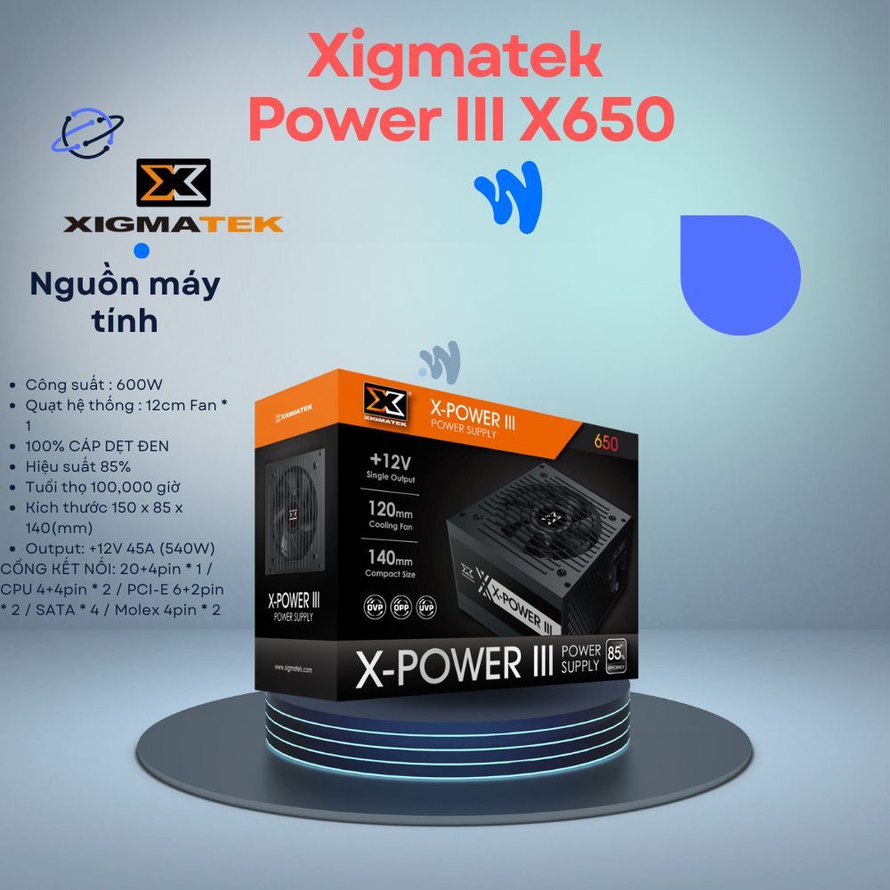Nguồn máy tính XIGMATEK X-POWER III X-650 (EN45990) - CST 600W