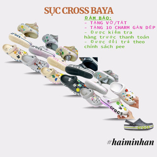 Dép Cross Duet Baya [Tặng 10 jitbitz + TẶNG VỚ + Freeship] giày sục cá sấu quai ngang Nam Nữ bít đầu quai hậu