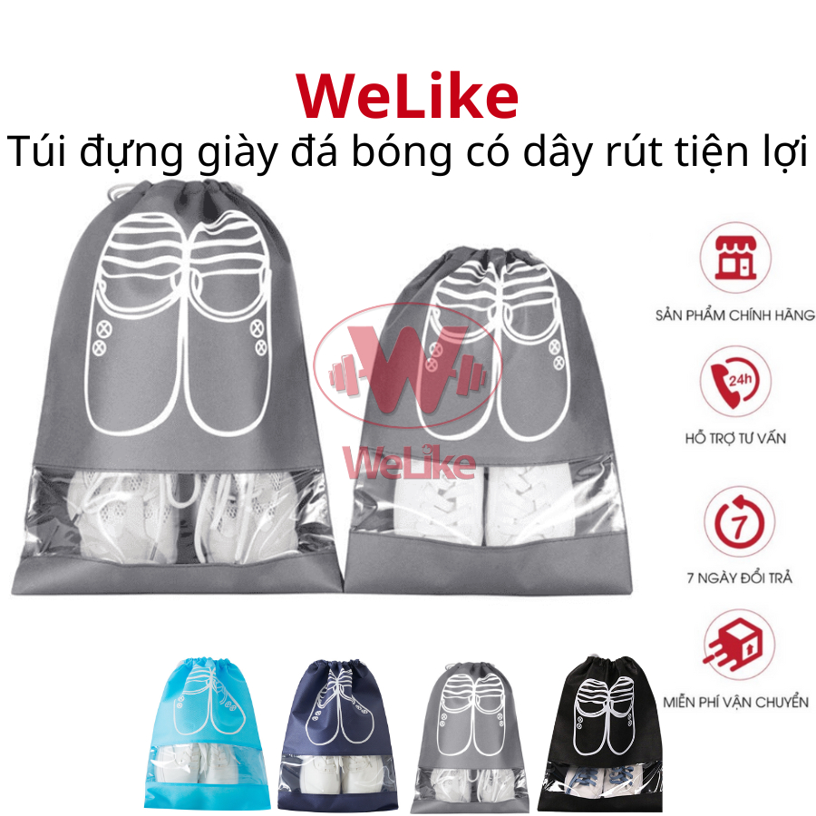 Combo 10 Túi đựng giày đá bóng Welike Túi vải dây rút đựng giày thể thao giầy đá banh tiện lợi chống bụi bẩn size lớn