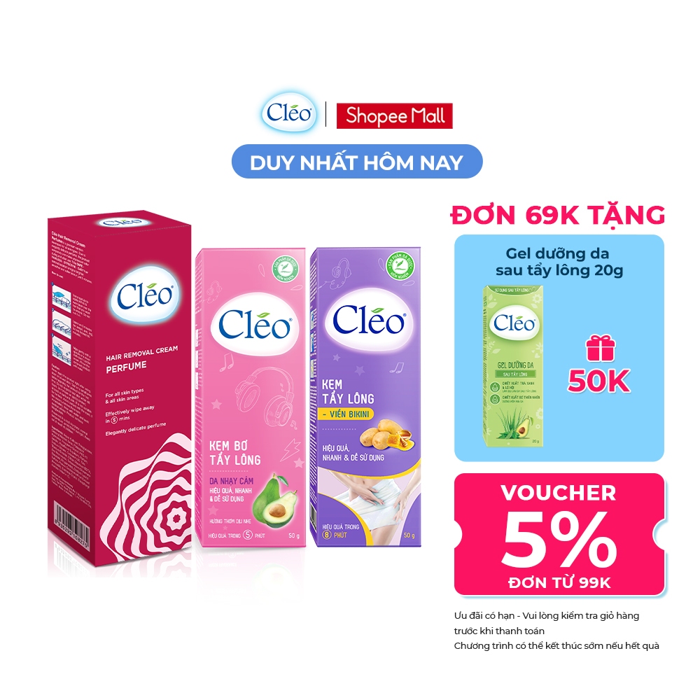 Kem Tẩy Lông Cho Da Nhạy Cảm Cleo Chuyên Biệt Từng Vùng Da Avocado Hair Removal Cream Sensitive Skin