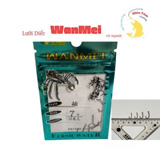  Lưỡi Câu Cá Diếc Chép WanMei có ngạnh ,thân lưỡi mảnh ,thép cứng đủ size vỉ 10c 