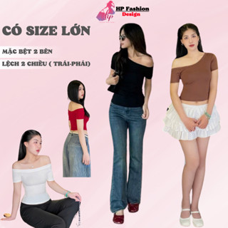 Áo thun lệch trễ hở vai body cộc ngắn tay, áo kiểu nữ màu đen trắng  co giãn mùa hè mùa đông noel tết tôn dáng  HP16 TN