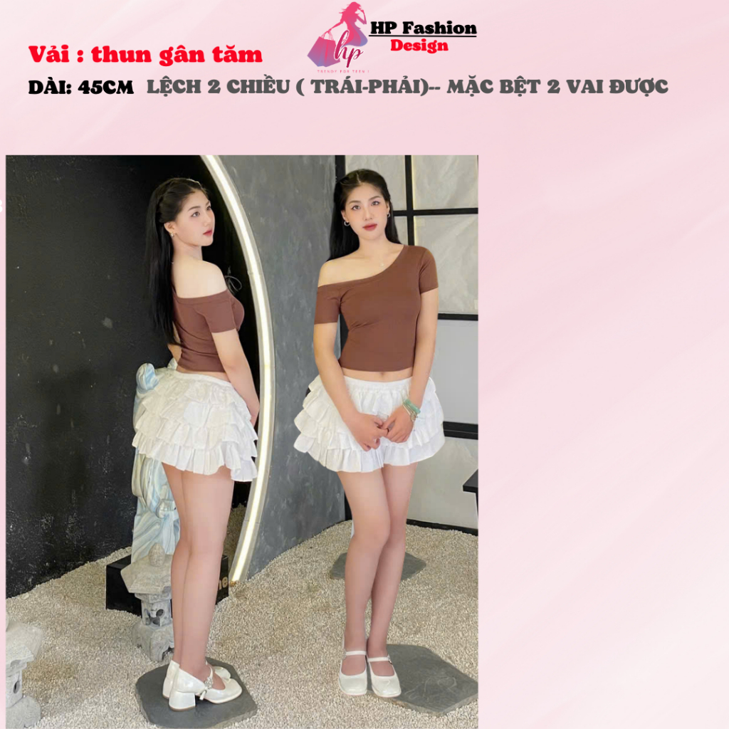 Áo thun lệch trễ hở vai body cộc ngắn tay, áo kiểu nữ màu đen trắng  co giãn mùa hè mùa đông noel tết tôn dáng  HP16 TN | BigBuy360 - bigbuy360.vn