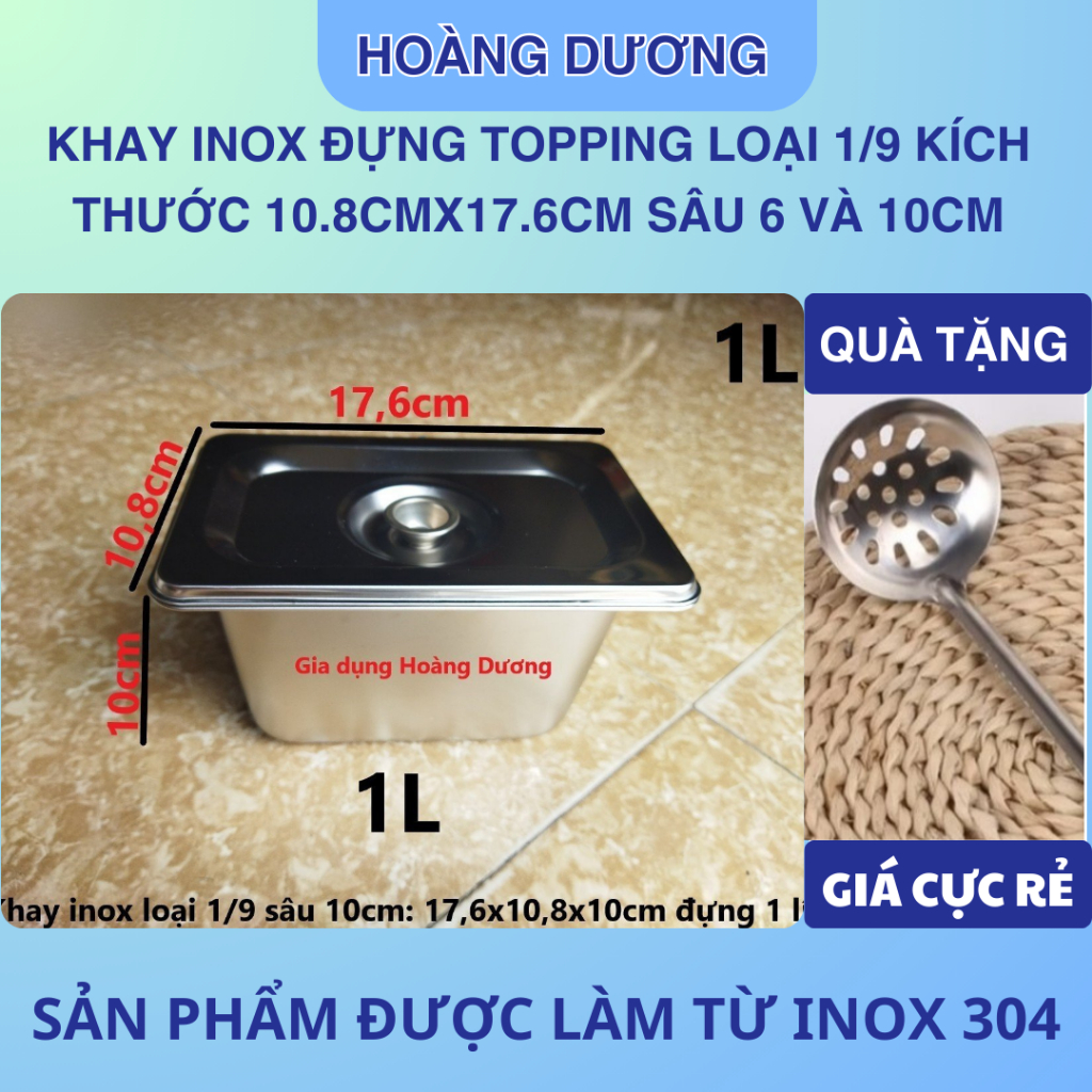 Khay inox 1/9 sâu 6,5cm và 10cm