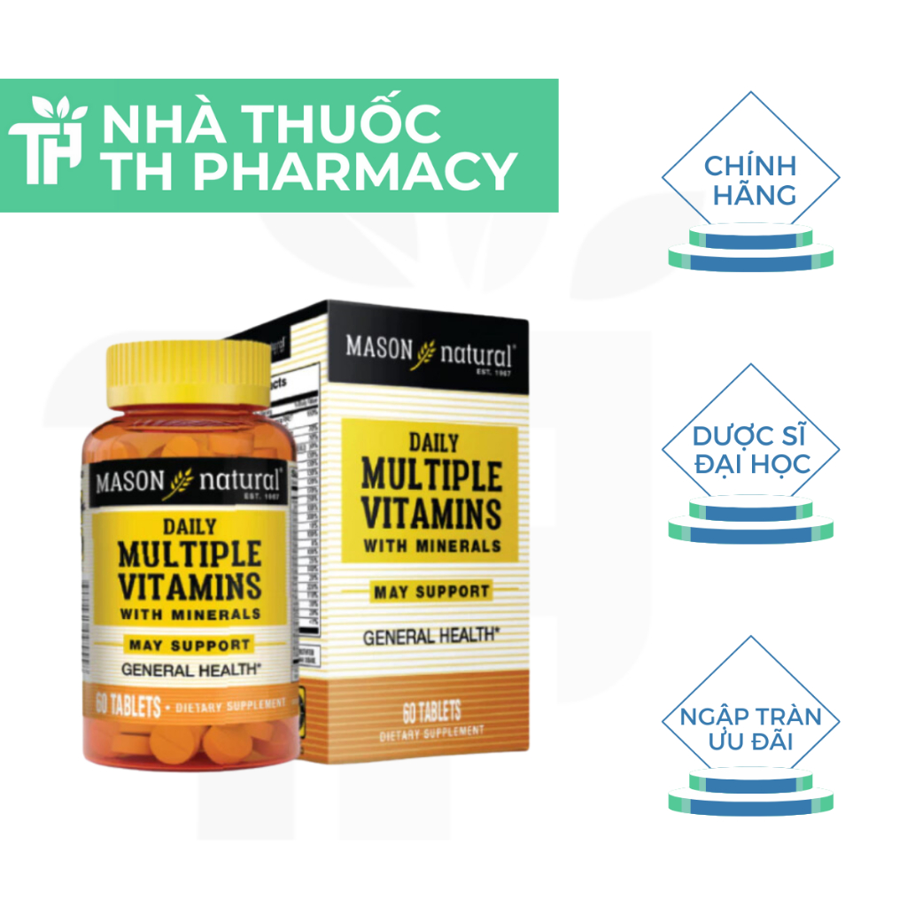 Viên Uống Hỗ Trợ Sức Khoẻ MASON NATURAL Daily Multiple Vitamins 60 Viên - Bổ sung Vitamin cho cơ thể