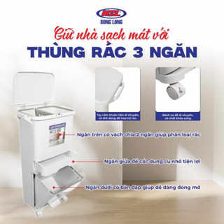 Thùng đựng rác 3 ngăn đa năng- Song Long- 4224
