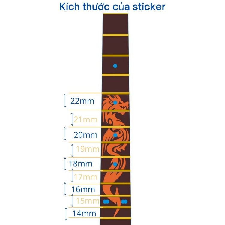 Decal trang trí cần đàn guitar hình rồng Duy Guitar Store