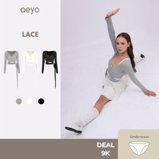 aeyo | Áo khoác cardigan tập gym yoga pilates tennis nữ LACE dây cột chéo, vải thun tăm mềm mịn