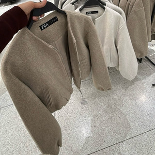 Áo Khoác Bomber Za Màu Nâu Basic Dáng Ngắn Kéo Khoá chuẩn Au.then.tic đủ tag mac