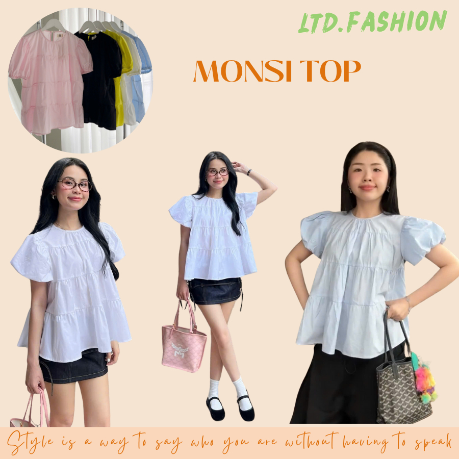 ÁO BABYDOLL TAY PHỒNG BO CHUN - LTD.FASHION - MONSI TOP