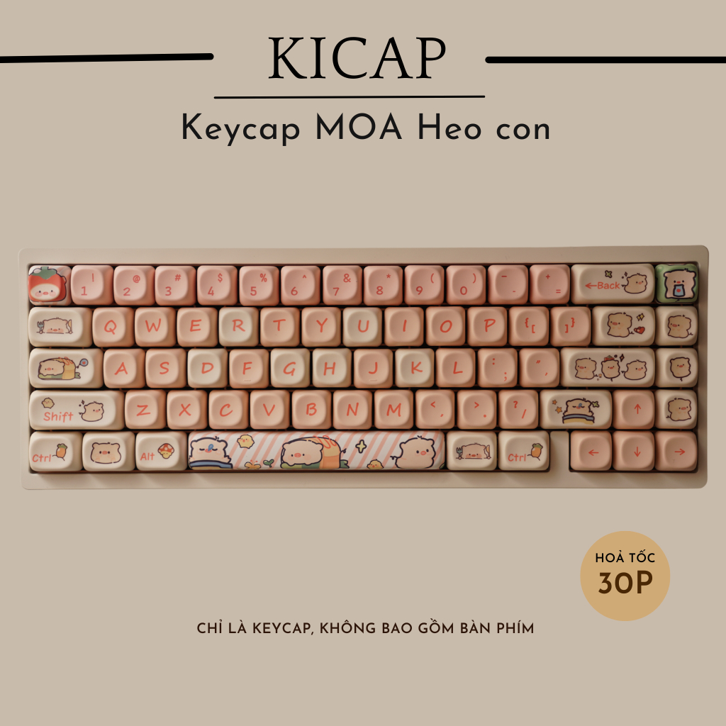 Keycap MOA Heo con hồng cute nhựa PBT Dyesub 142 nút bàn phím cơ - KICAP