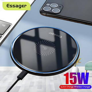  Essager Đế sạc nhanh không dây 15W với đèn báo LED tiện lợi for IP 11 Pro Xs Max X Xr 8 Samsung S20 Xiaomi Mi 9 