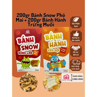 [COMBO 400GR] 200gr Bánh Snow Phô Mai Chà Bông + 200gr Bánh Hành Trứng Muối Chà Bông Kéo Sợi