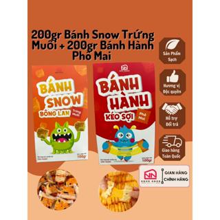 [COMBO 400GR] 200gr Bánh Snow BLan Trứng Muối (18-20 bánh) + 200gr Bánh Hành Phô Mai Chà Bông
