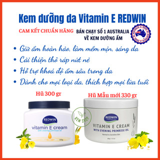  Kem dưỡng da  300g  vitamin E và tinh dầu hoa anh thảo giúp da mềm mịn sáng bóng căng mịn cho mọi lứa tuổi Redwin Úc 