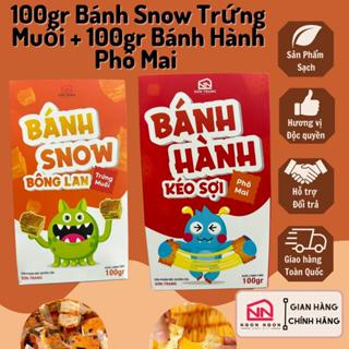 (COMBO 200GR) 100g Bánh Snow Trứng Muối (9-10 Bánh) +100g  Bánh Hành Phô Mai Chà Bông Kéo Sợi