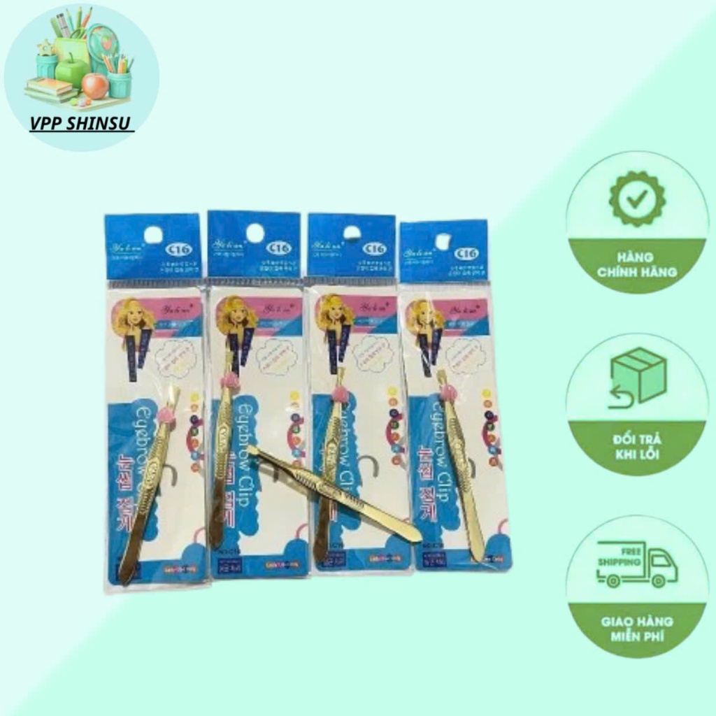 Nhíp nhổ lông vàng loại tốt-Nhíp Nhổ Lông Tóc-nhíp nhổ lông vỉ 12 chiếc