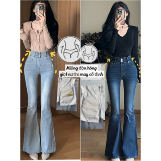Quần jeans ống loe có sẵn miếng độn hông style Hàn Quốc thanh lịch
