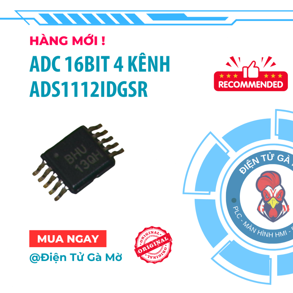 [1 CON] ADC 16Bit 4 Kênh I2C 240SPS ADS1112IDGSR ADS1112 BHU MSOP10 (Chính Hãng)