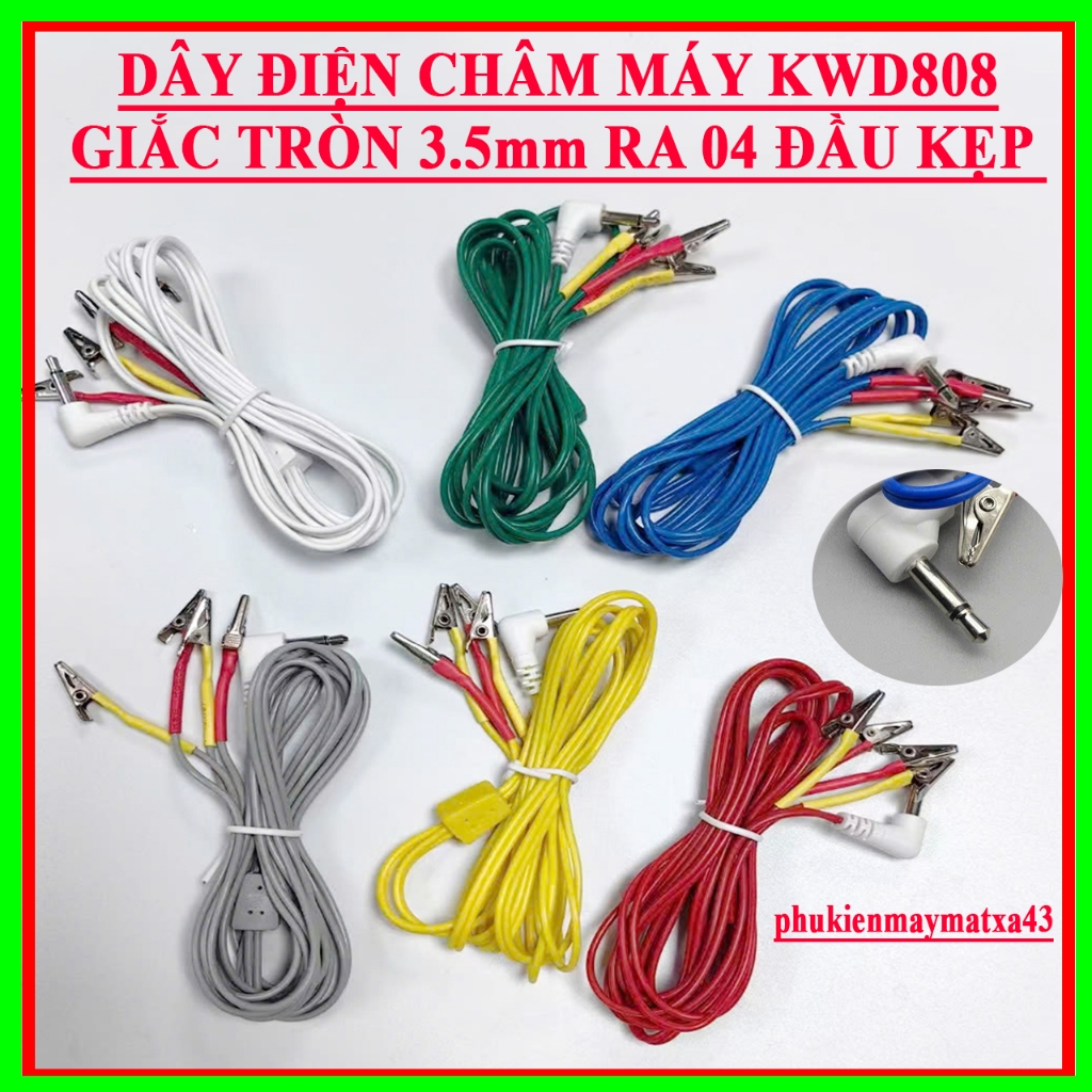 Dây điện châm phụ kiện dùng cho máy KWD808 Greatwall dây đầu tròn 3.5mm, dây máy KWD 808 (1 ra 4 )