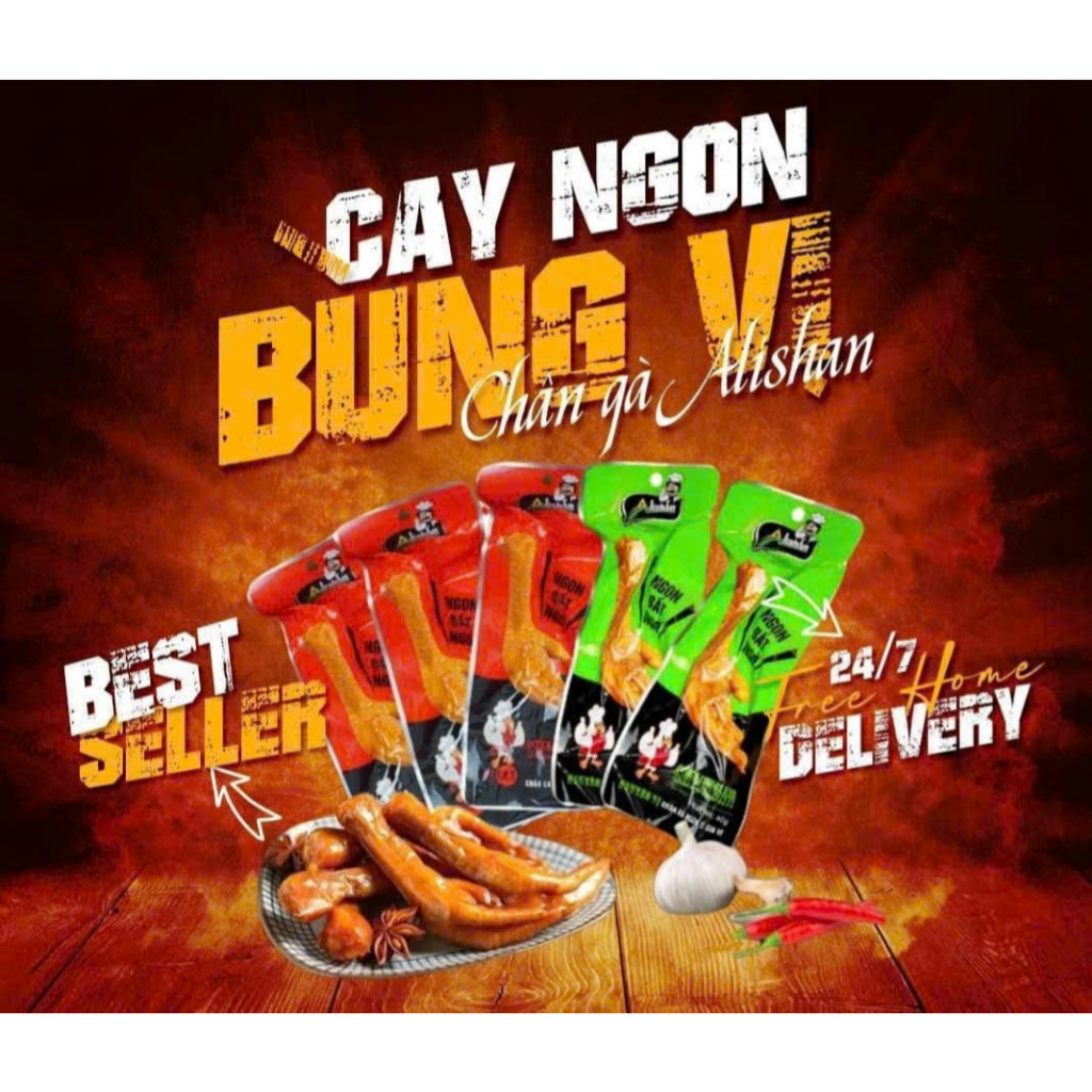 [10 cái] Chân Gà Cay Alishan Việt Nam, Đồ Ăn Vặt, chân gà ủ cay