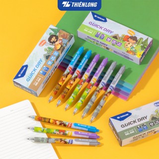 Combo 5/10/20 Bút gel Quick Dry Thiên Long GEL-040 mực khô nhanh, đầu bi cao cấp, thân bút in hình nhân vật ngộ nghĩnh