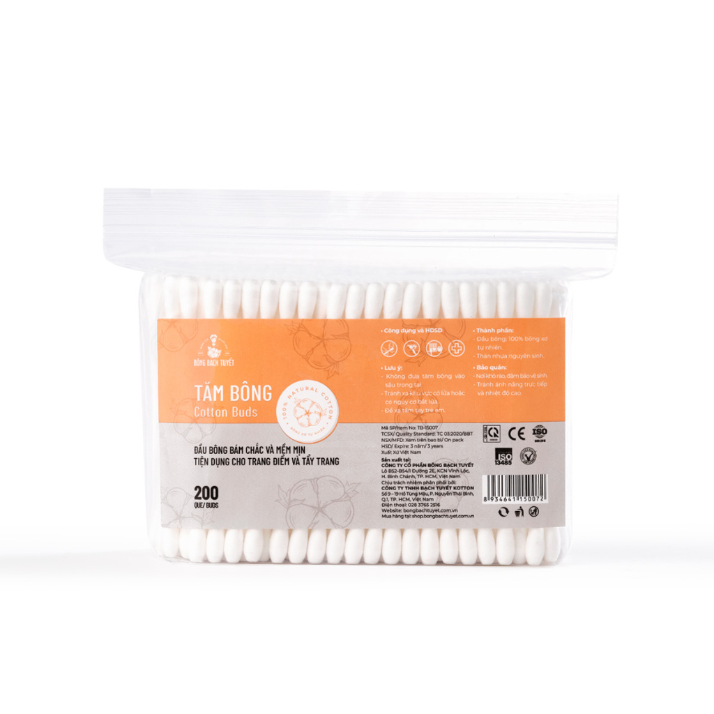 01 LỐC TĂM BÔNG MERIDAY (LỐC 5 GÓI; GÓI 200 QUE)