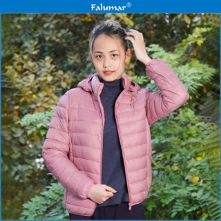 Áo Khoác Phao Nữ FALUMAR Trần Bông Siêu Nhẹ, Áo Phao Mùa Đông Nữ Có Mũ Màu Đen/Hồng/Đỏ, Áo Khoác Ấm Mùa Đông Cho Mẹ